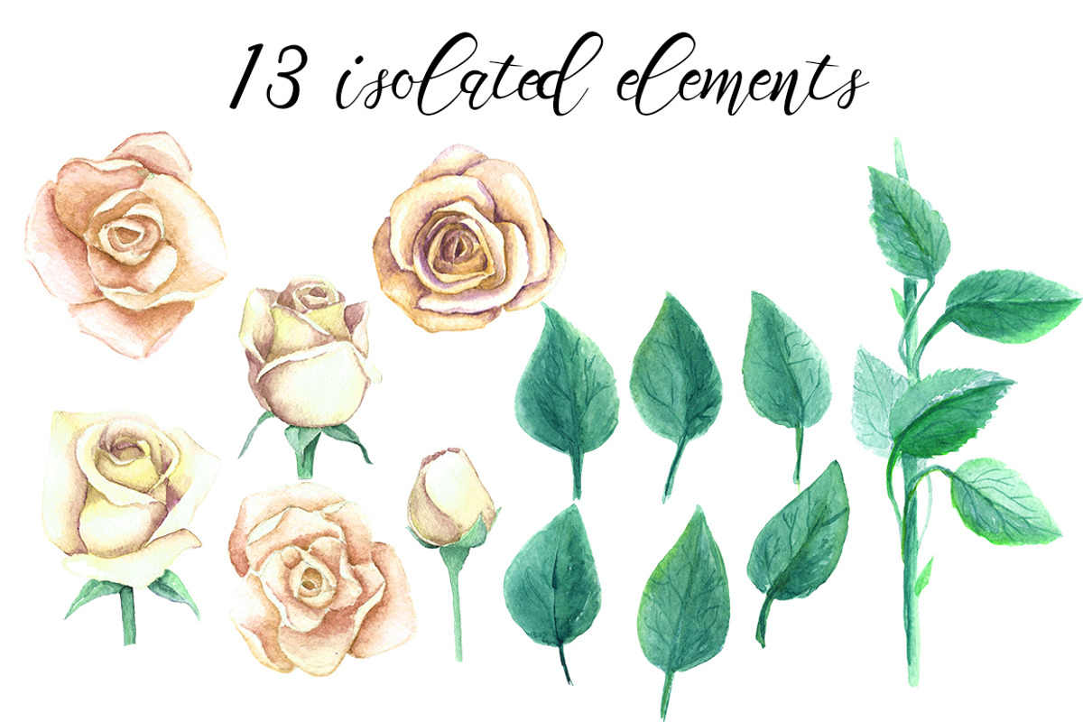Watercolor White Roses Wedding Set, an Illustration by WBS Design (Photo 7 of 8)
