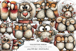 Valentines Birds Clipart PNG, an Illustration by SinaCreation