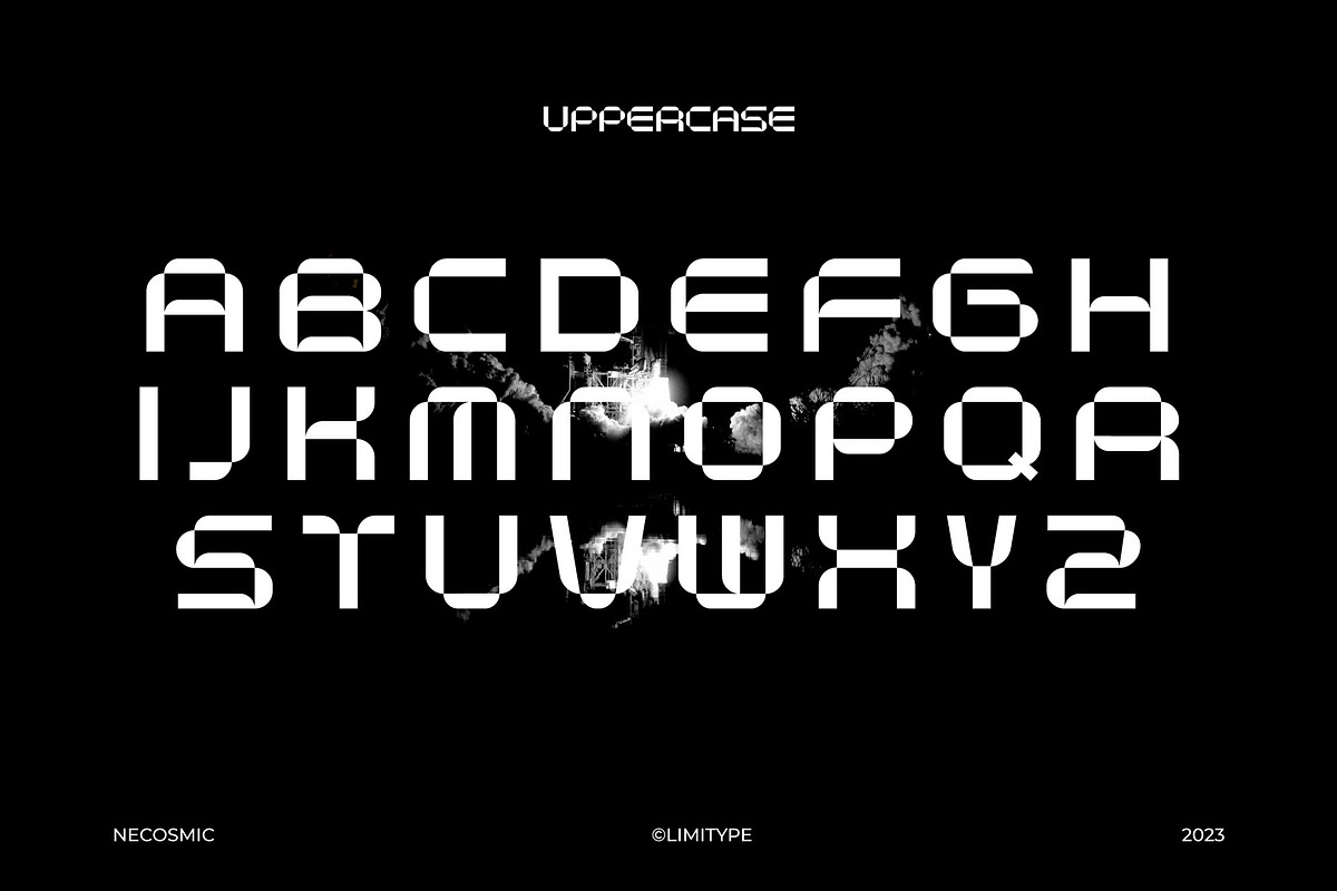Necosmic - Futuristic Font, a Sans Serif Font by limitype (Photo 7 of 11)
