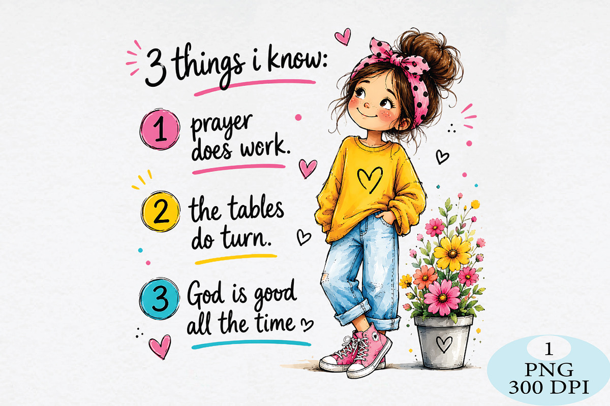 3 Things I Know Christian Girl PNG, a Seasonal Illustration by Daily.Designs (Photo 1 of 5)