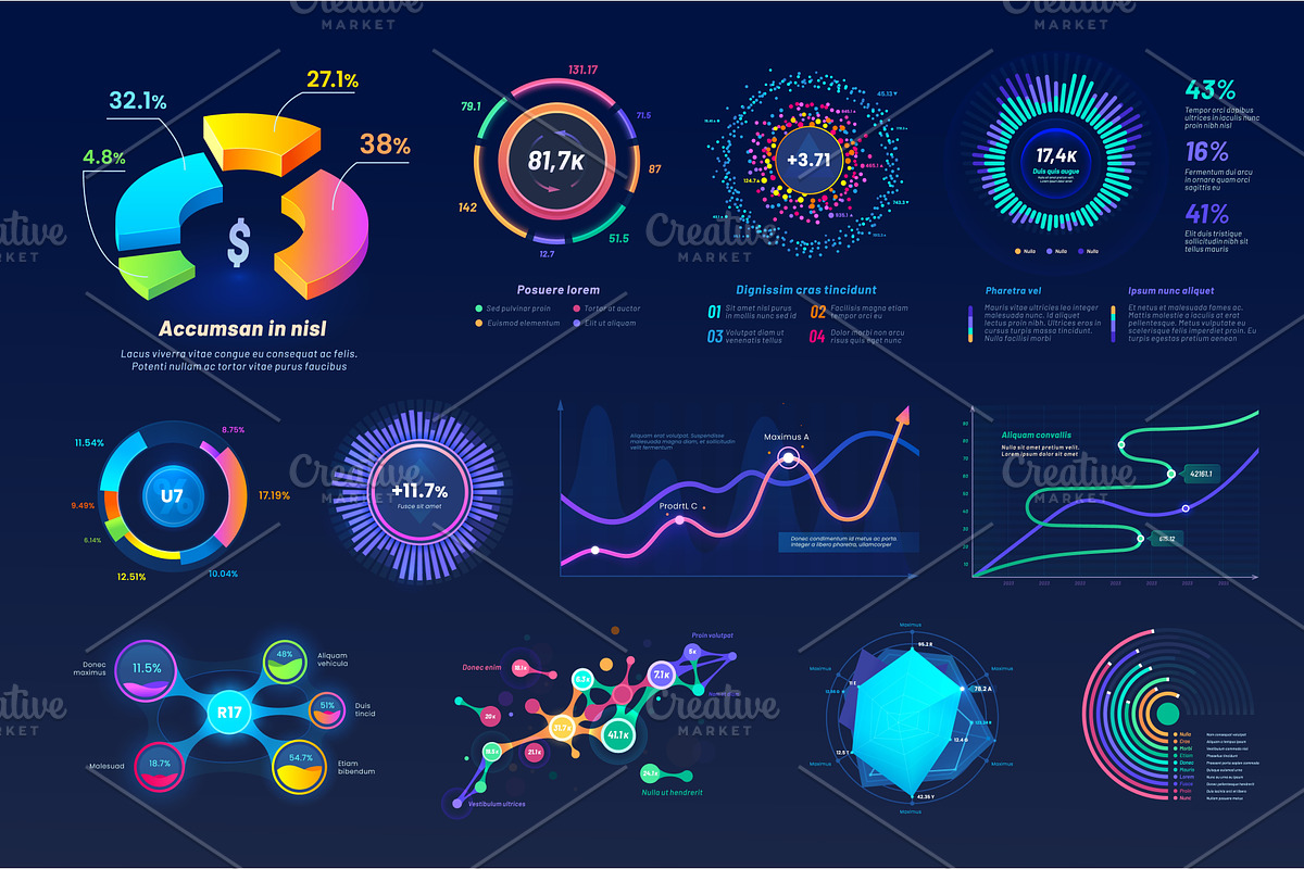 UI interface graphs, charts, an Illustration by Vector Tradition