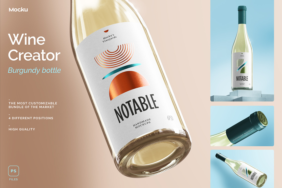 The Wine Creator - Burgundy bottle, a Packaging Mockup by Mocku (Photo 1 of 14)