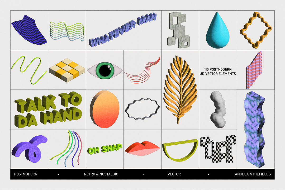 Neo 3D Postmodern Elements 2, an Object Graphic by angelainthefields (Photo 4 of 13)