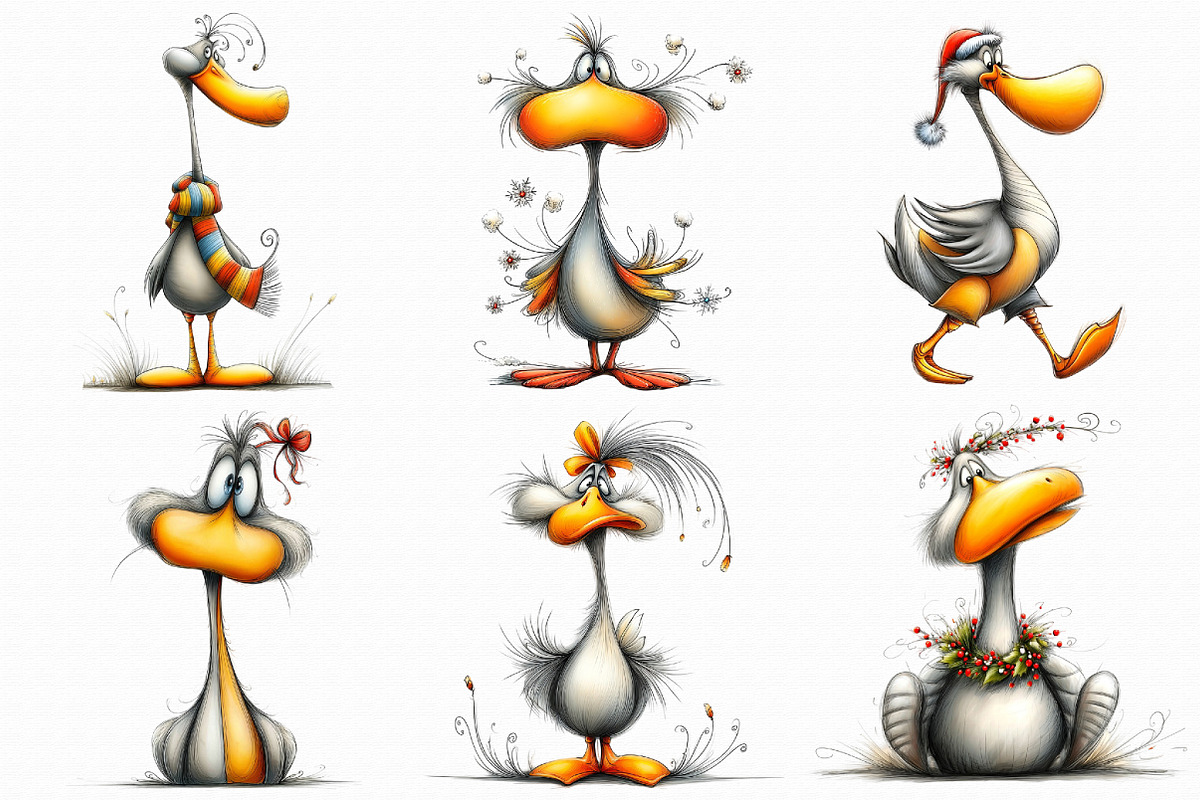 Whimsical Geese Clipart, an Illustration by Libby Wishes (Photo 3 of 7)