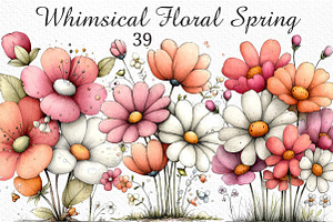 Whimsical Floral Spring Clipart, an Illustration by Craft Nest