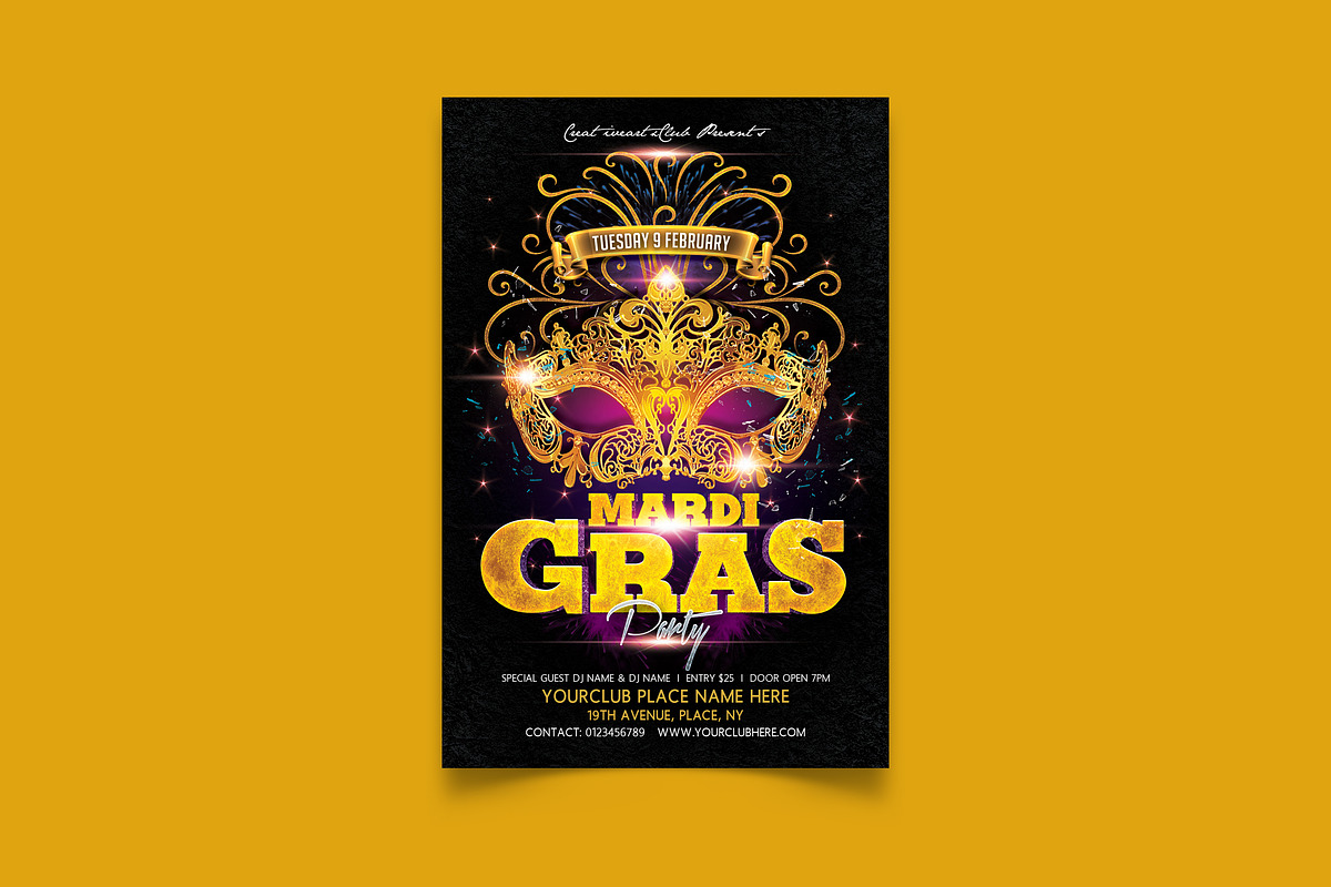 Mardi Gras, a Flyer Template by DesignWorkz
