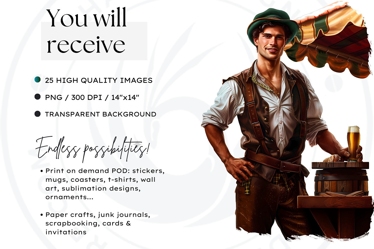 Oktoberfest Bavarian Men Clipart Set, a Seasonal Illustration by ThatsDesignArt (Photo 2 of 9)