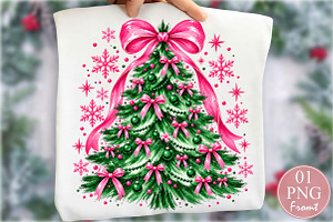 Coquette Bow Christmas Tree PNG