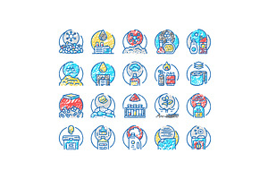 Chemical Industry Production Icons, an Object Illustration by pikepicture