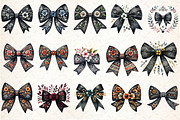 Folk Art Black Bow Flowers Clipart, an Illustration by Rose Art (Thumbnail 2 of 4)