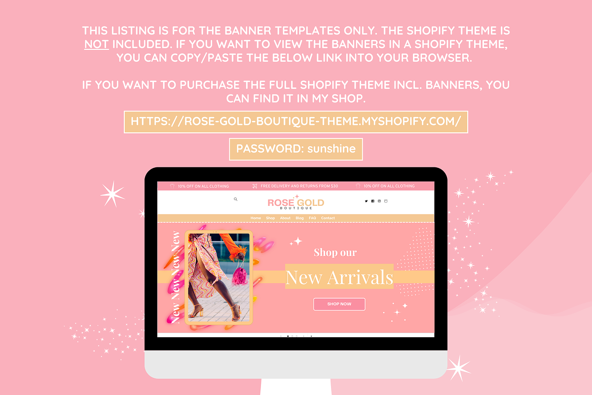 Cute Rose Gold Shop Banner Templates, a Shopify Template by SunshineStudioBoutique (Photo 4 of 9)