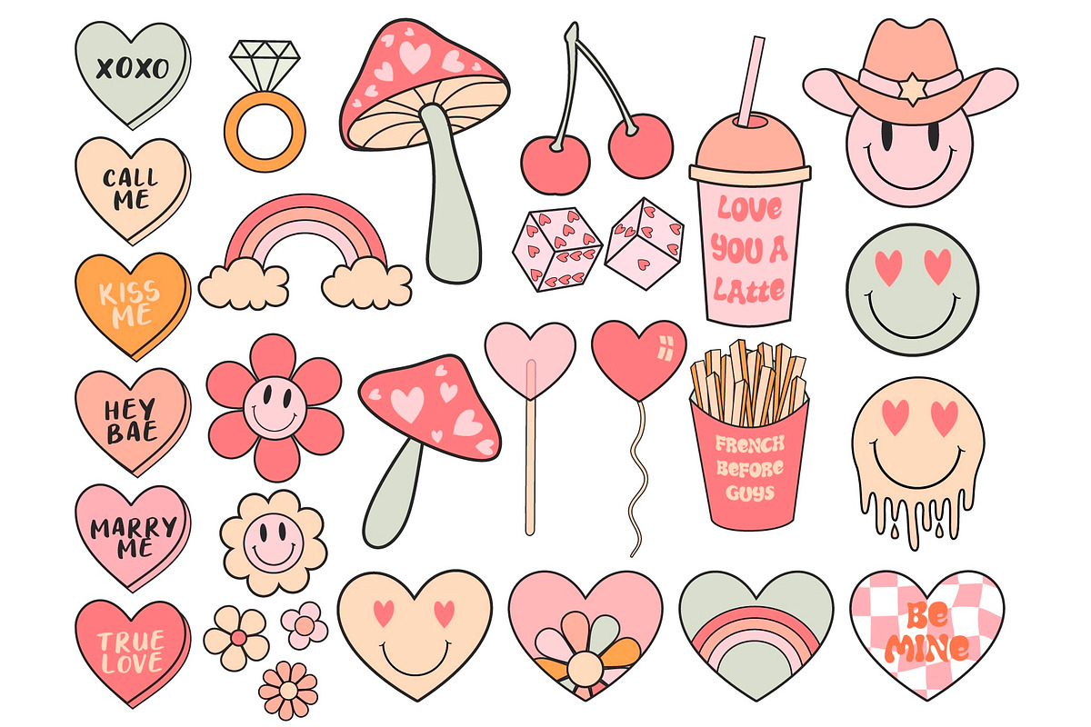 Groovy Valentine Collection, a Background Graphic by cafelab_store (Photo 2 of 5)