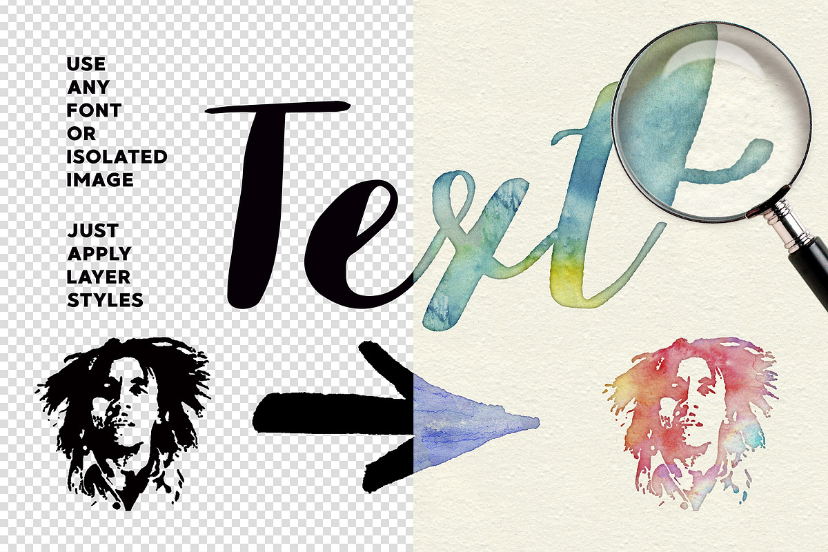 Watercolor Layer Effects Photoshop, a Layer Style Add-On by Sophico (Photo 2 of 9)
