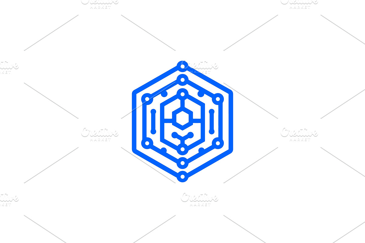 Modern Hexagonal Tech Circuit Logo, a Branding & Logo Template by Vectorium Studio (Photo 1 of 9)