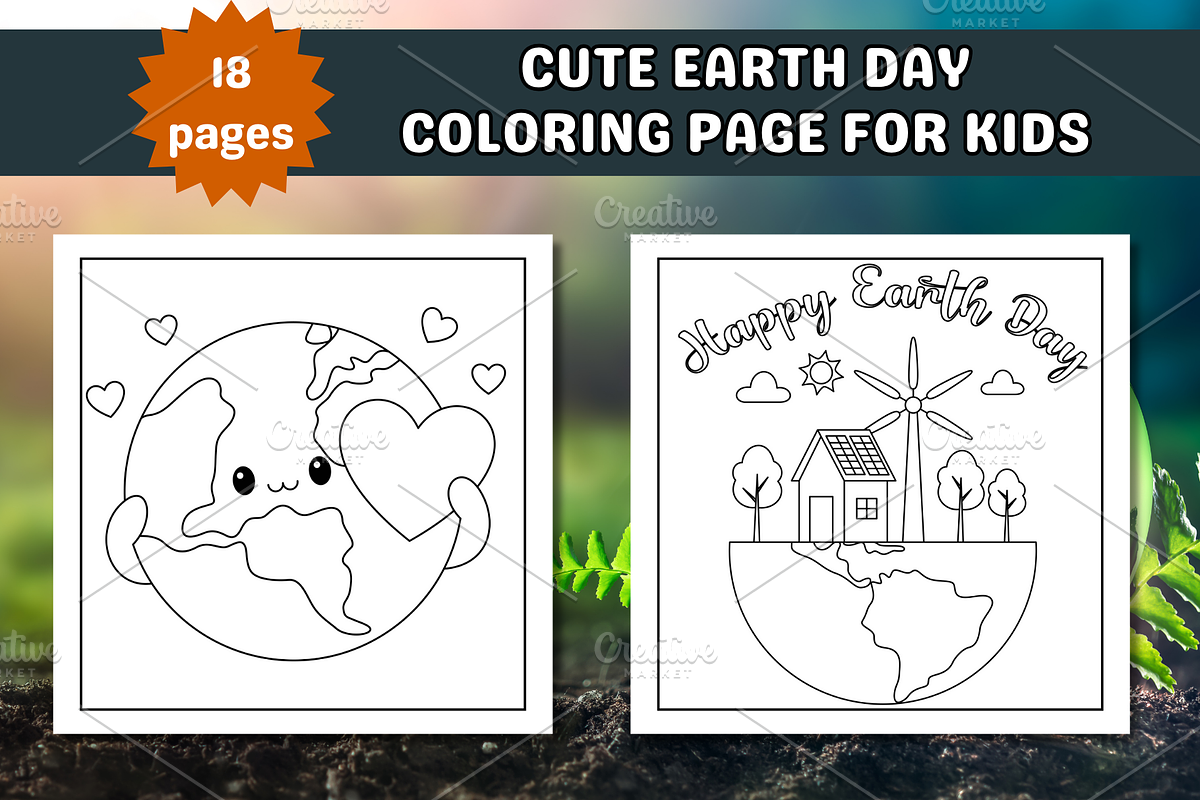 Cute Earth Day Coloring Page, an Education Illustration by Salaly (Photo 3 of 6)