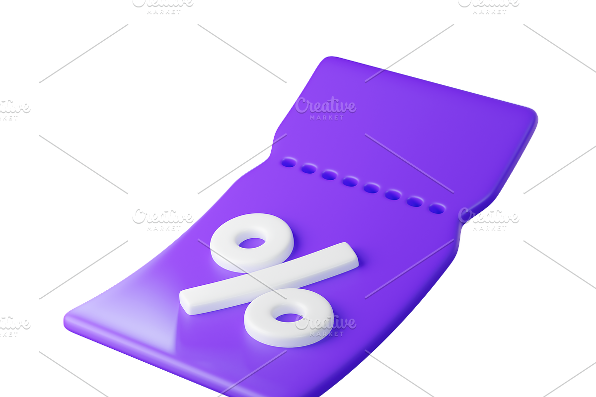 Flying purple 3D discount coupon, an Object 3D Model by Hannet (Photo 3 of 8)