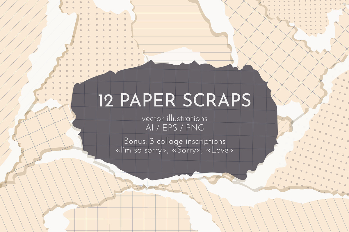 Torn paper scraps + Bonus, a Decorative Illustration by EeKayStore (Photo 1 of 5)