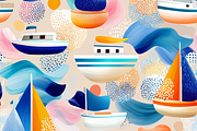 Sailing boats / Coastal patterns Set, a Pattern Graphic by LoveDesignShop (Thumbnail 3 of 8)