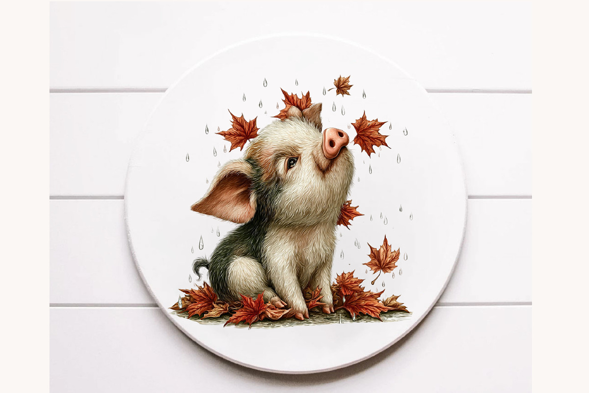 Whimsical Autumn pig Clipart, a Seasonal Illustration by Designworld (Photo 9 of 9)