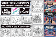 Christmas Landscape Coloring Pages, an Illustration by LightExpress (Thumbnail 1 of 6)