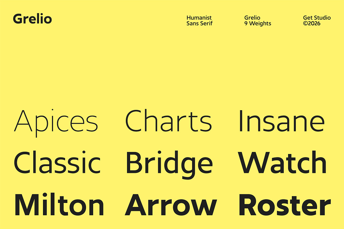 Grelio - Humanist Sans Serif, a Sans Serif Font by Get Studio (Photo 6 of 17)