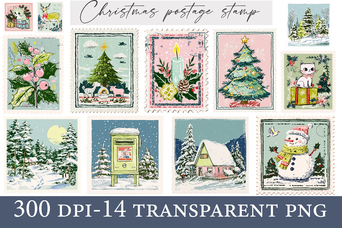 Christmas postage stamp Clipart, an Illustration by Designworld (Photo 4 of 4)