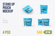 4 PSD Stand-up Pouch Mockup (square), a Cups & Container Mockup by easymock (Thumbnail 1 of 11)