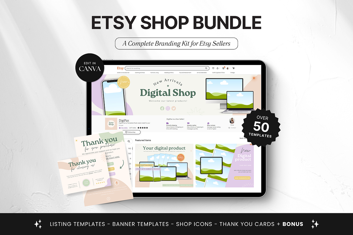 Etsy Shop Bundle Canva Templates, a Branding & Logo Template by DigiPax (Photo 1 of 11)