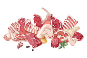 Ultimate meat set. Meat market, a Food Illustration by handsketched (Thumbnail 17 of 17)