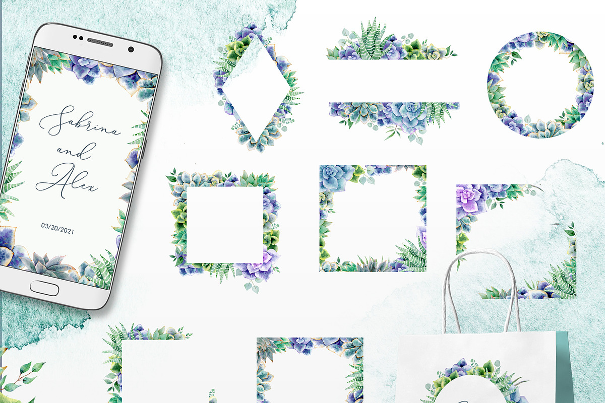 Succulent watercolor clipart, an Illustration by Nebbia (Photo 5 of 10)