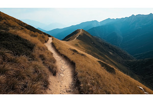 Narrow winding mountain trail lined, a Nature Photo by Sergey Kotenev