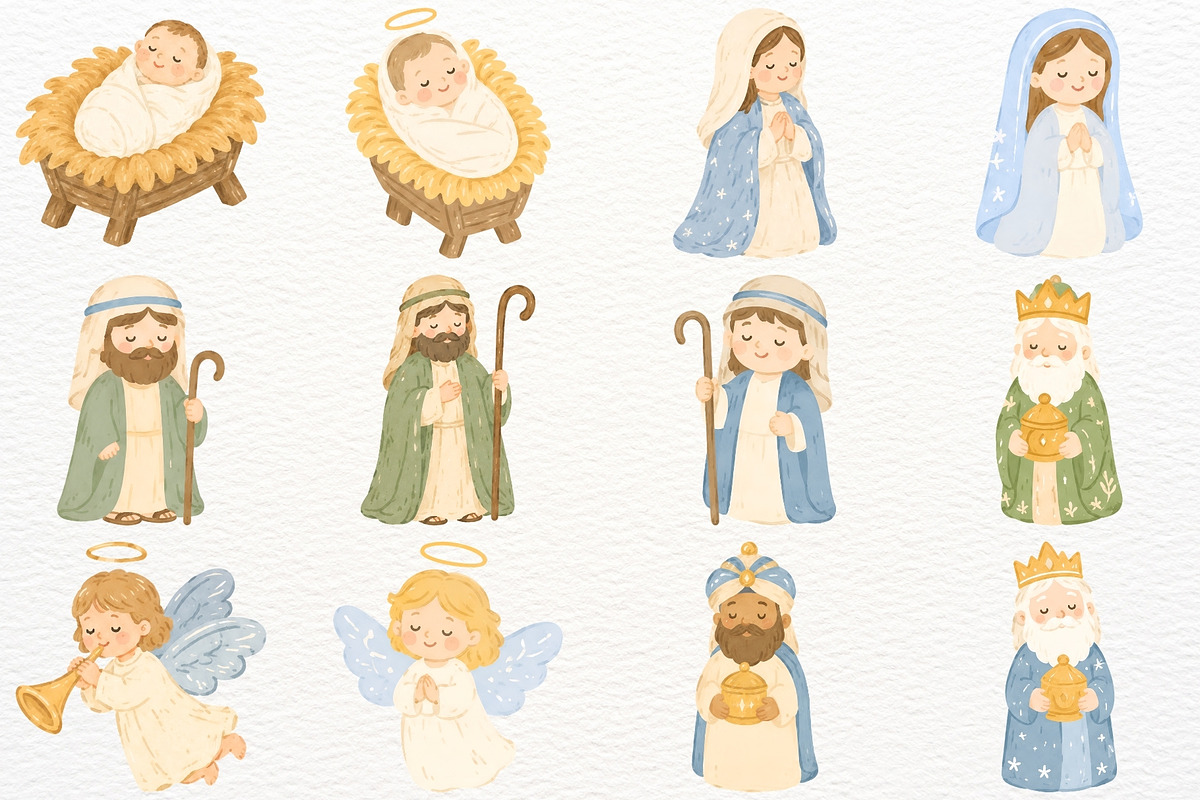 Nativity Christmas Clipart Jesus PNG, a Seasonal Illustration by SugarCloudStudioArt (Photo 2 of 5)