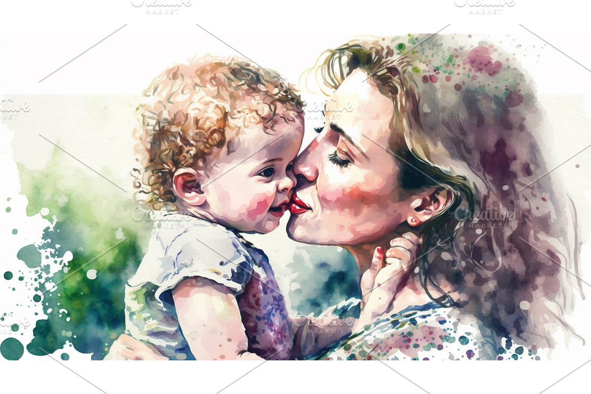 Mother holding a baby, mother's day, a Person Illustration by yanadjana