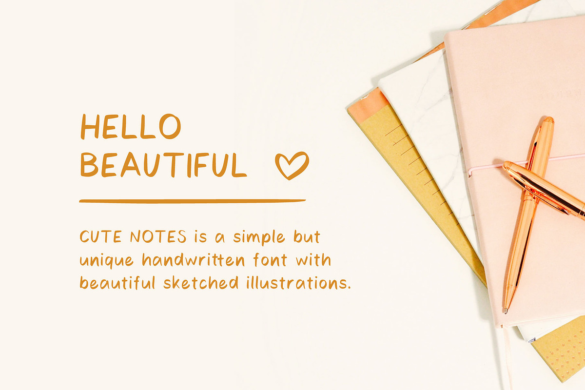 Cute Notes Handwritten Font + Sketches