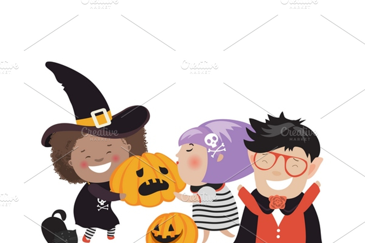 Children trick or treating, an Illustration by Maria Starus