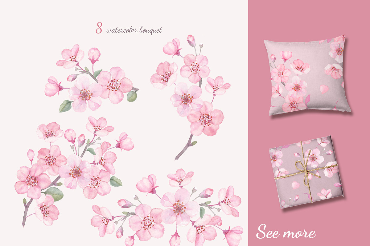 Blossom. Watercolor collection., a Pattern Graphic by oKOLOstyle (Photo 5 of 6)
