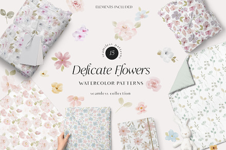 Floral Seamless Patterns & Cliparts, a Pattern Graphic by Grace Noboa Illustrations