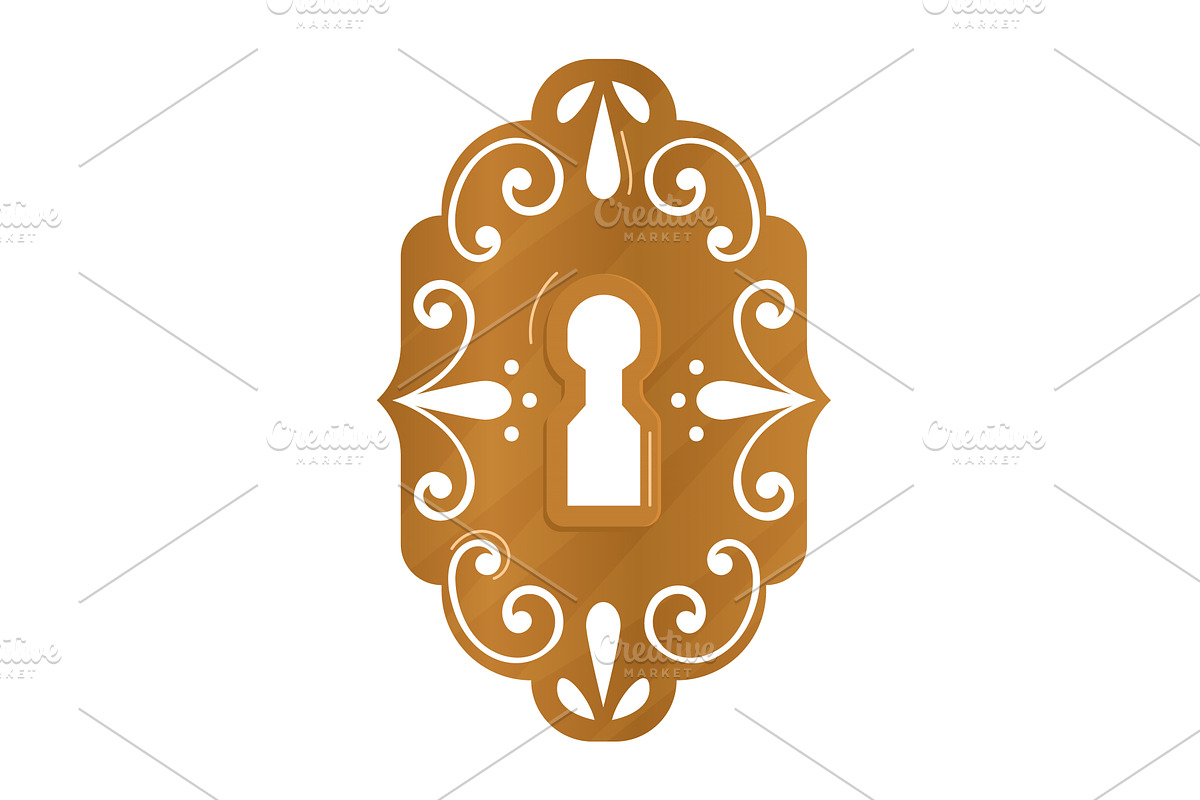 Golden keyhole on elegant ornate, an Illustration by seahorsevector