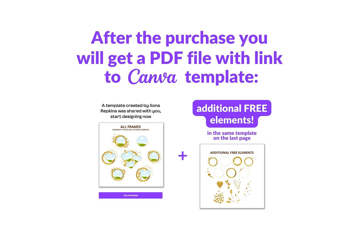 Gold Glitter Picture Frames Canva, a Shape Add-On by ilonitta (Photo 10 of 10)