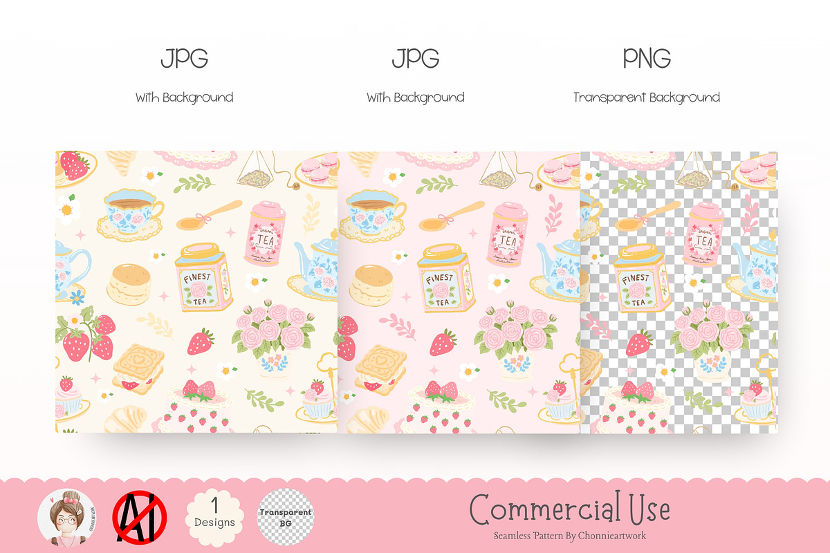 Afternoon Tea Seamless Pattern, a Pattern Graphic by Chonnieartwork (Photo 3 of 5)