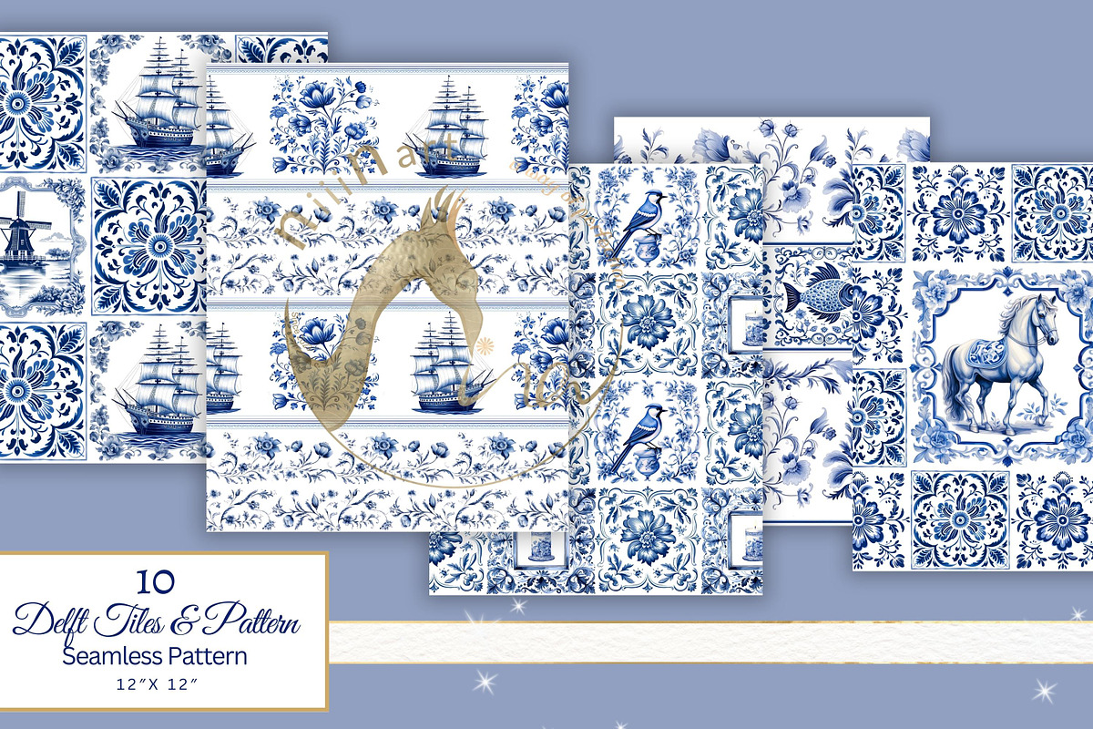 Transparent Dutch Blue Tiles Bundle, a Graphic by NiiiNArt