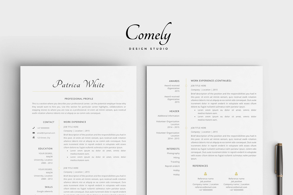 Modern Resume Template, a Resume Template by Comely Design Studio (Photo 2 of 4)