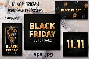 Black Friday Sale Vector Templates, a Social Media Template by Almadrava