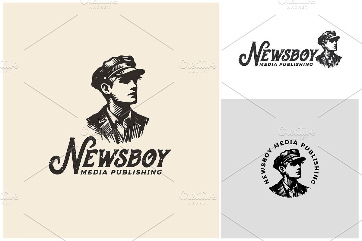 Vintage Boy with Cadet Flat Cap Logo, a Branding & Logo Template by Enola99d (Photo 2 of 2)