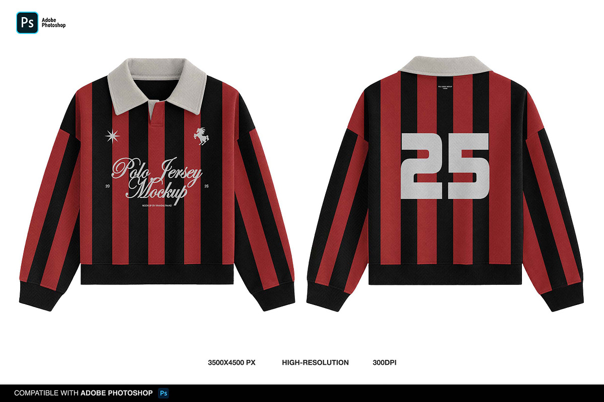 Long Sleeve Polo Jersey Mockup, a Shirt Mockup by Irhasalfahad (Photo 2 of 5)