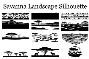 Abstract Savanna Scenery Silhouette, a Graphic by Designer_Momina