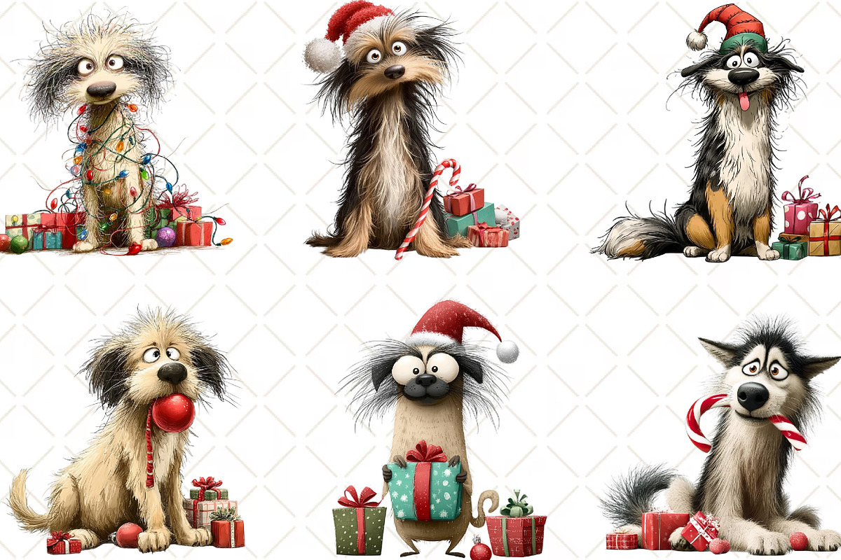Quirky Christmas Dog Clipart, an Illustration by Black Bird Studio (Photo 4 of 6)