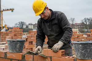 Bricklayer at Work on Construction S, an Industrial Photo by Stock Shape