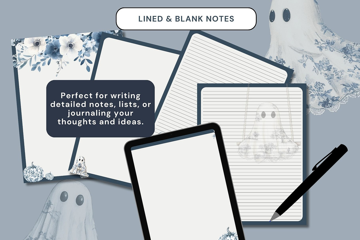 Blue Toile Ghosts Halloween Planner preview 4