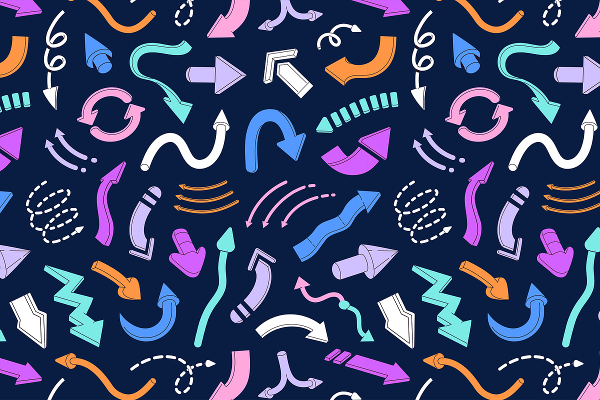 Arrows signs set + seamless patterns, an Object Illustration by PaperTrident (Photo 5 of 6)